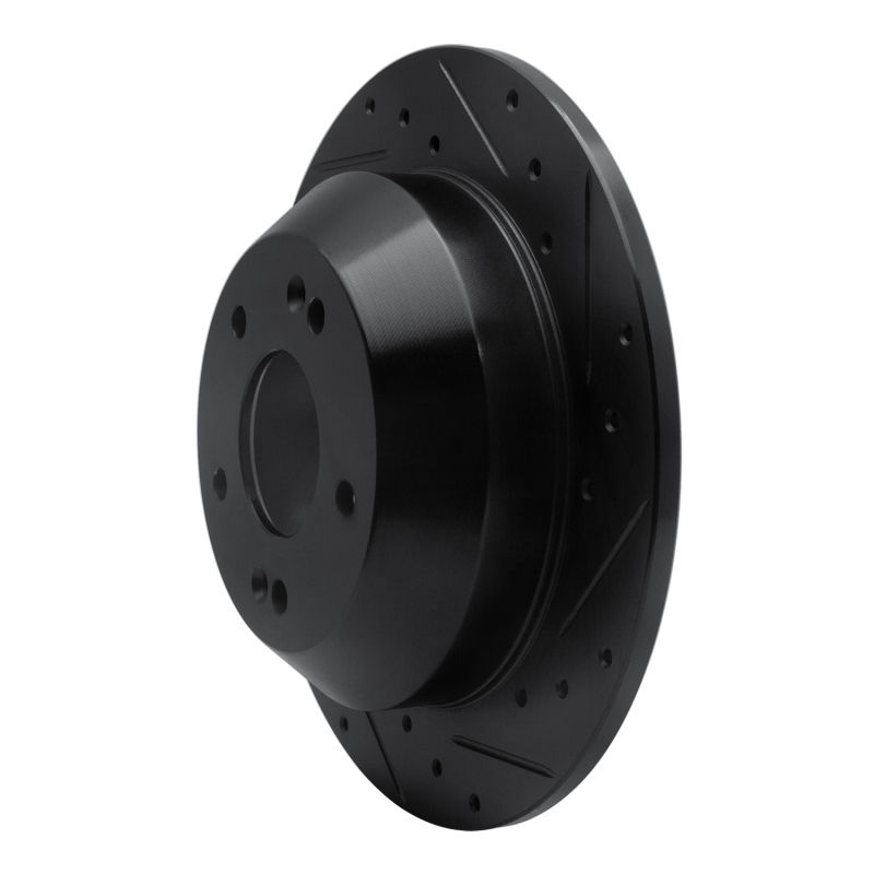 Hyundai Santa Fe XL Brake Rotor (1) - Rear Right - R1 Concepts - Drilled & Slotted - Black - `10-`21